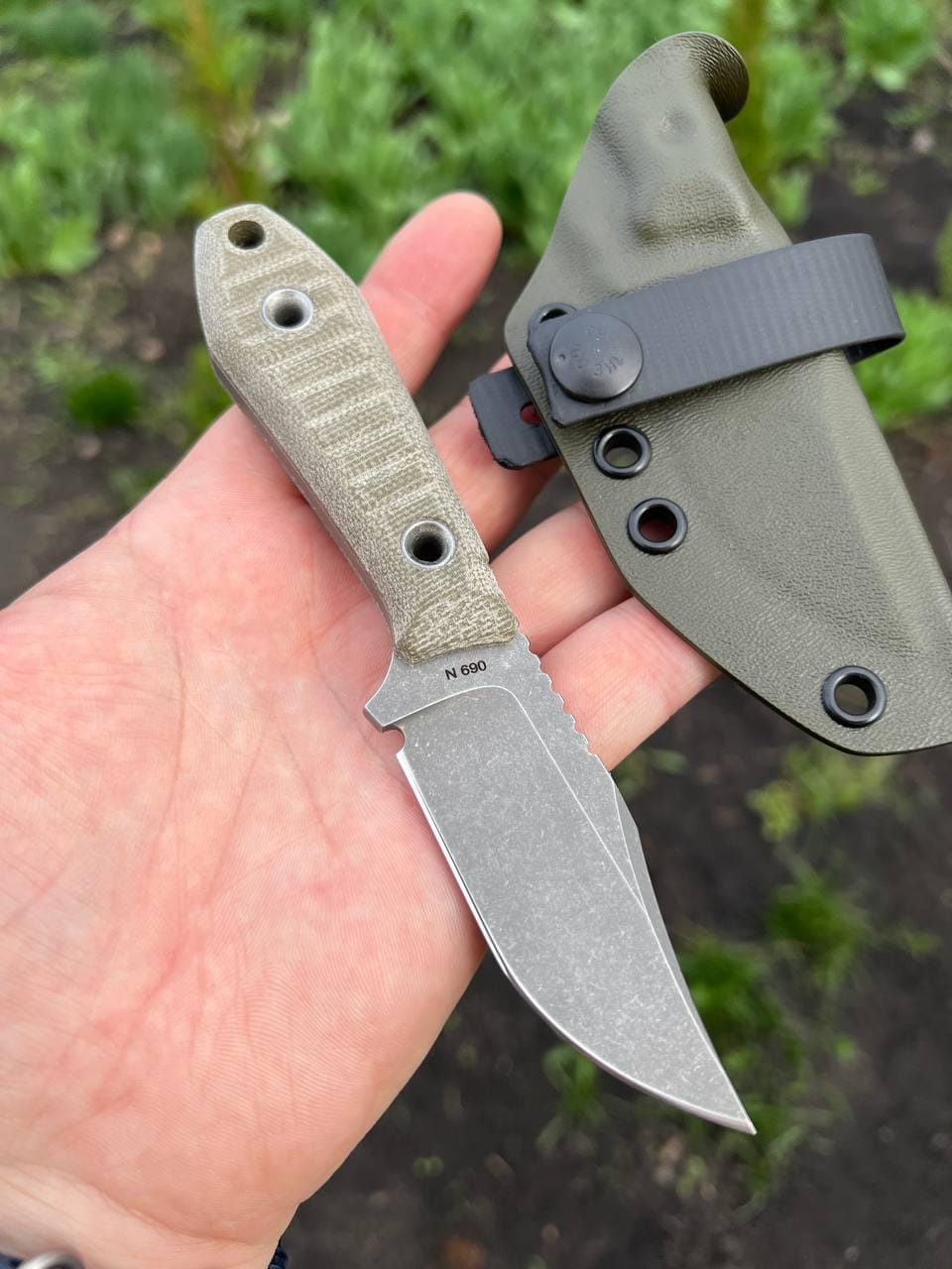 City Bowie EDC Knife – OD Green – Stonewashed